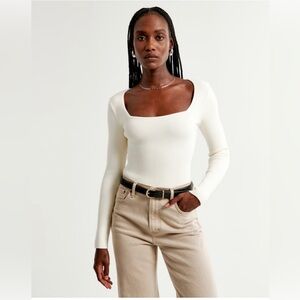 Abercrombie & Fitch Long-Sleeve Ottoman Squareneck Top